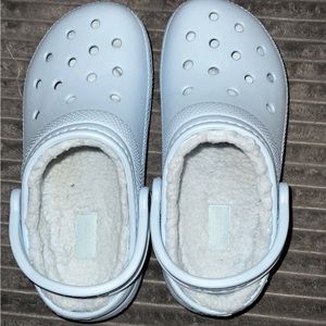 Light Blue Fuzzy Crocs